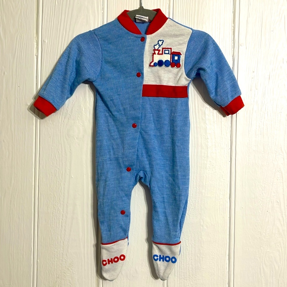 VINTAGE CARTERS 80s Paper Tag Holy Grail Train Choo Choo Footie Pajama Sleepers